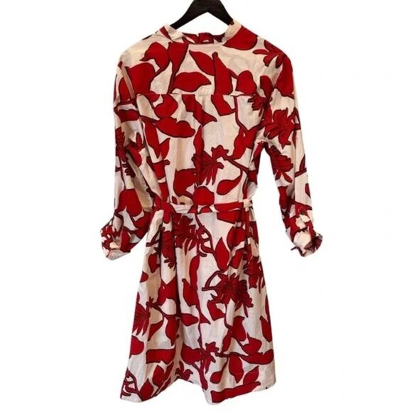 ANTHROPOLOGIE | Maeve Red Floral Printed Shirt Dress M - Picture 4 of 6